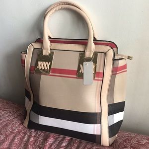 Nude Black Red Plaid Satchel Large Fall Winter